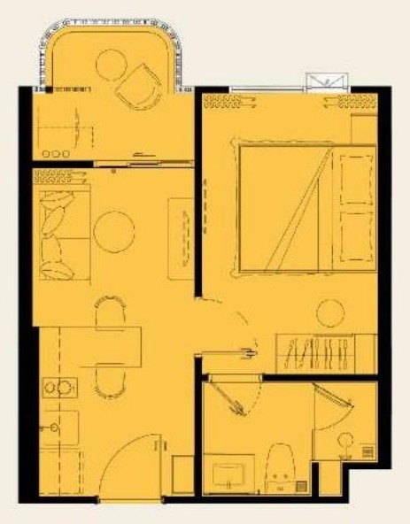 1 bedroom M floor plan