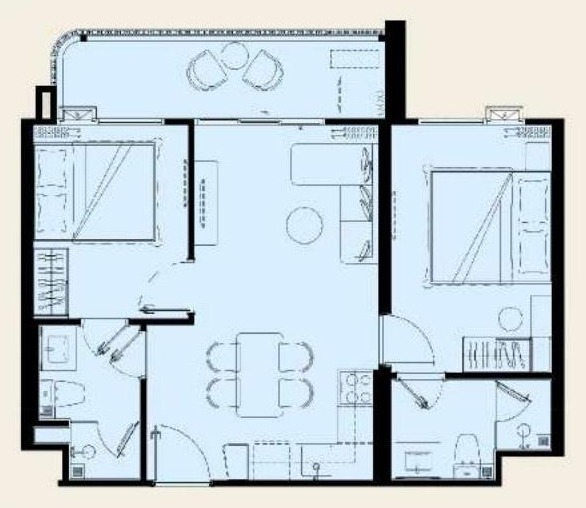2 bedroom M floor plan