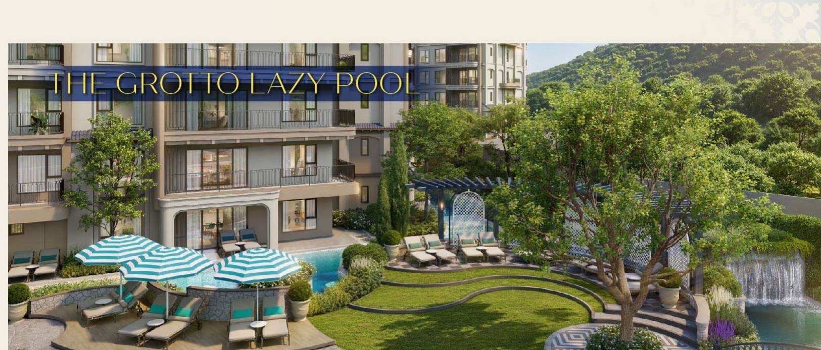 Grotto lazy pool with garden