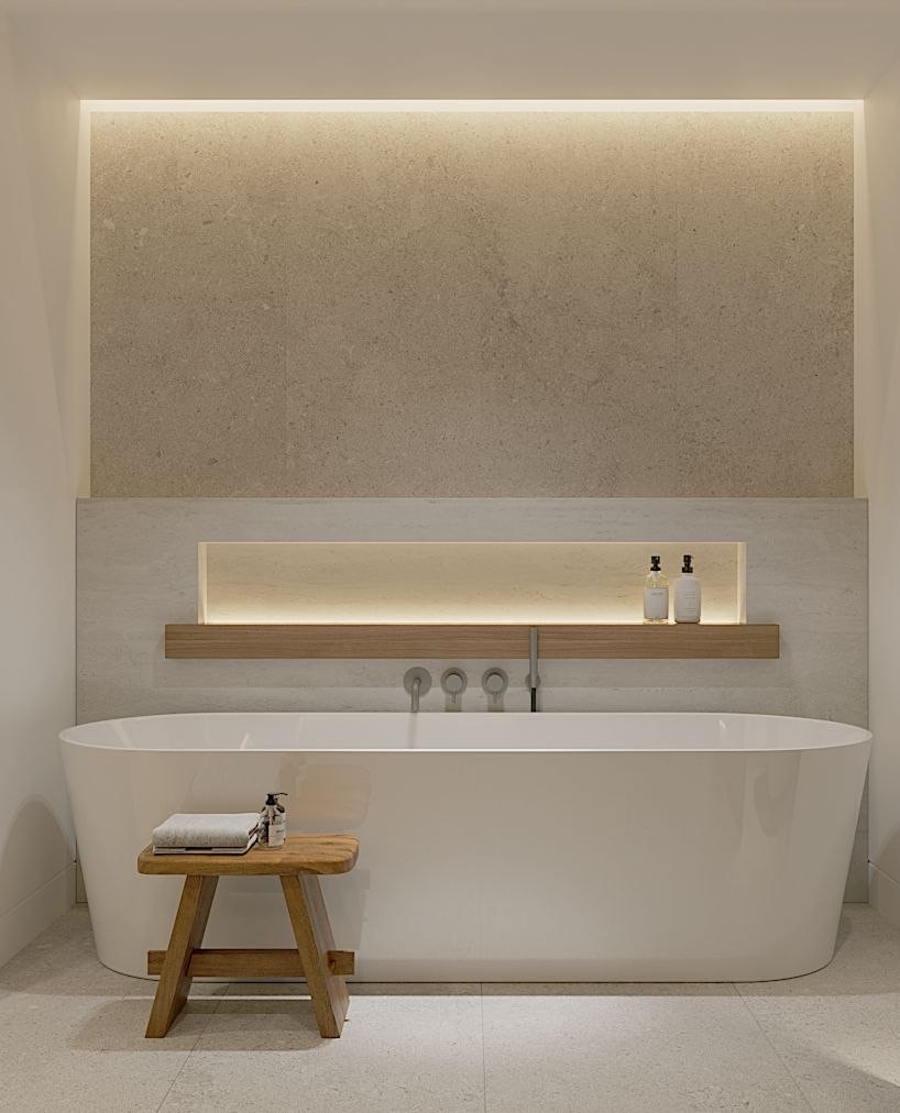 Freestanding bathtub, 1-bedroom unit