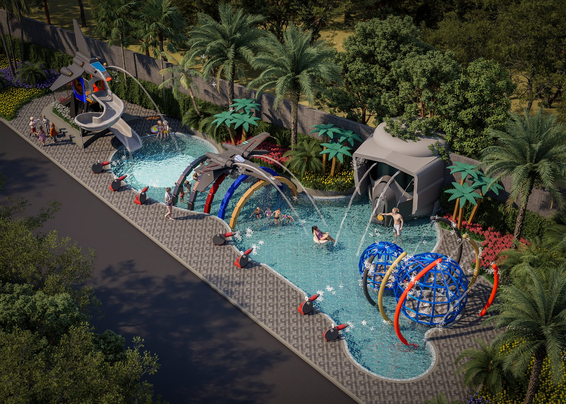 Family area with pool