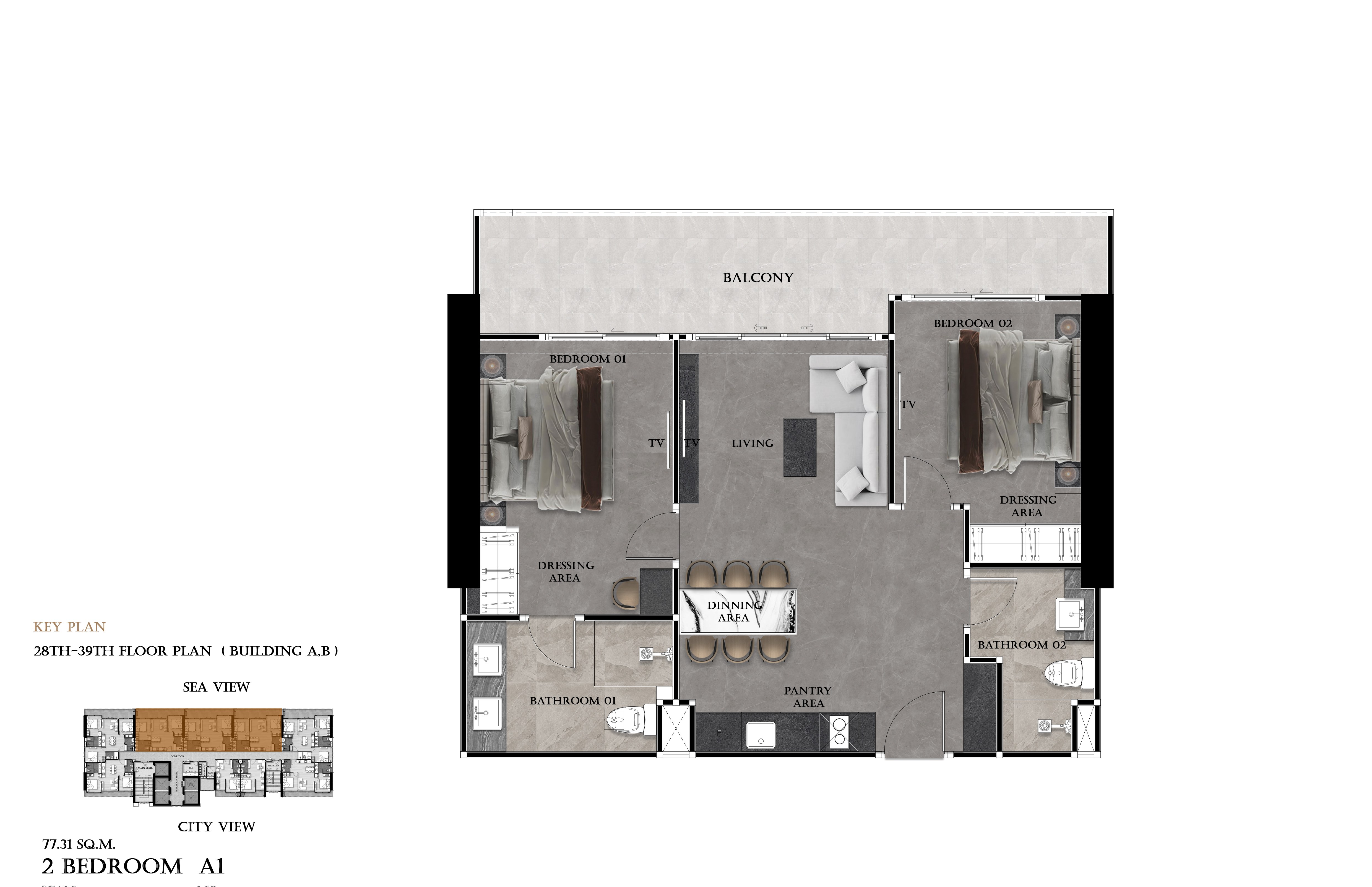2 bedroom floor plan