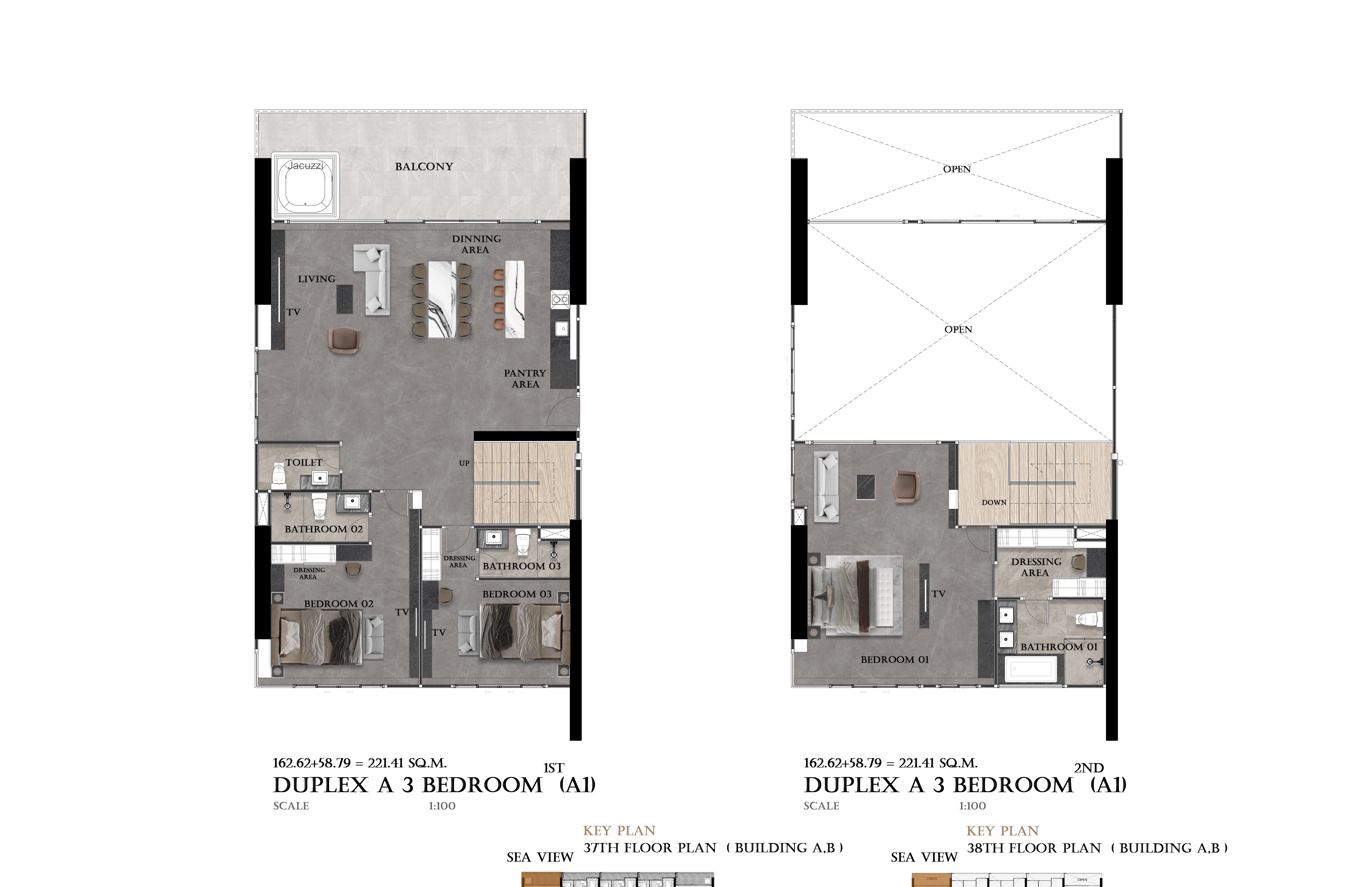 Duplex penthouse floor plan