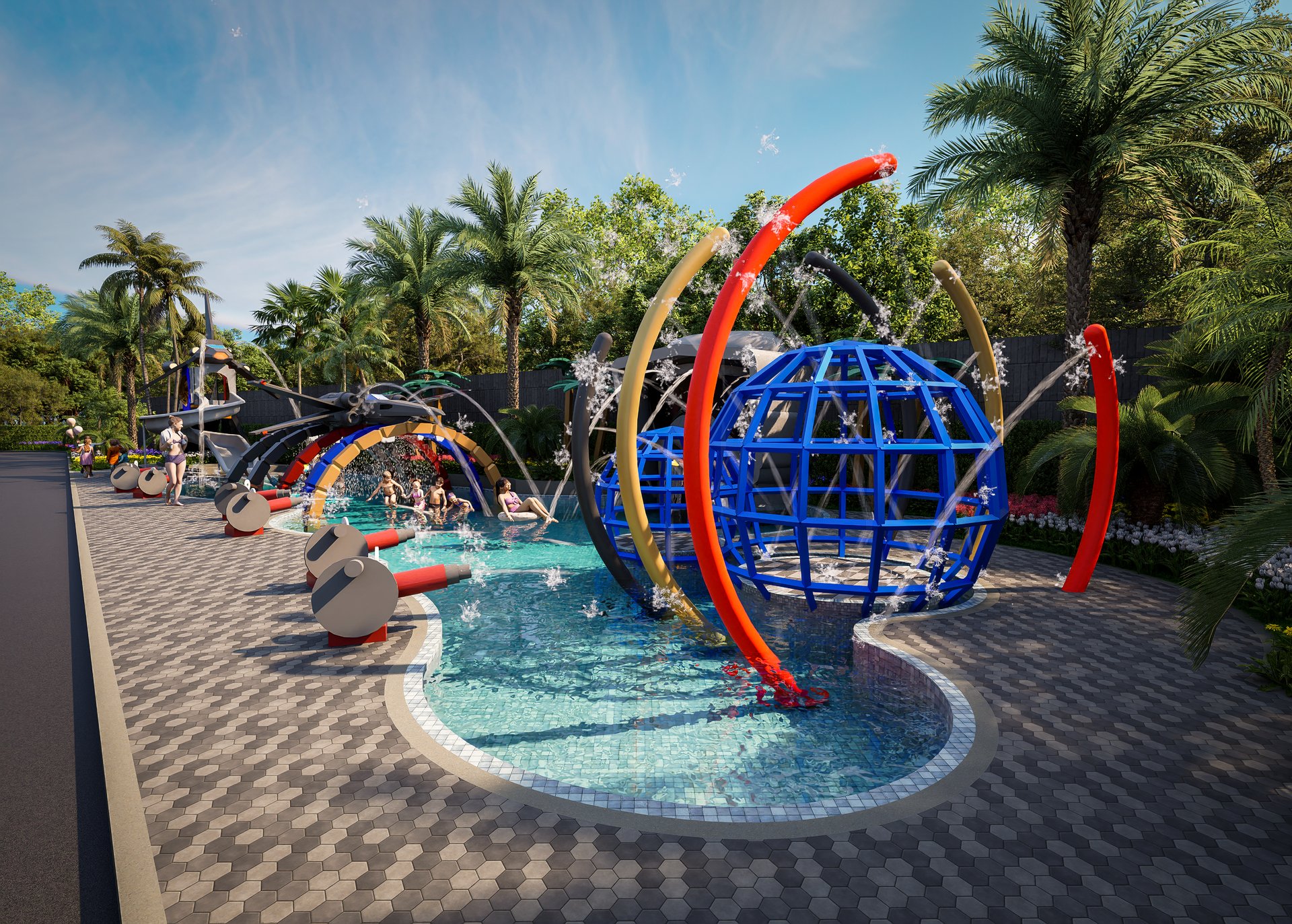 Dedicated water play area for kids